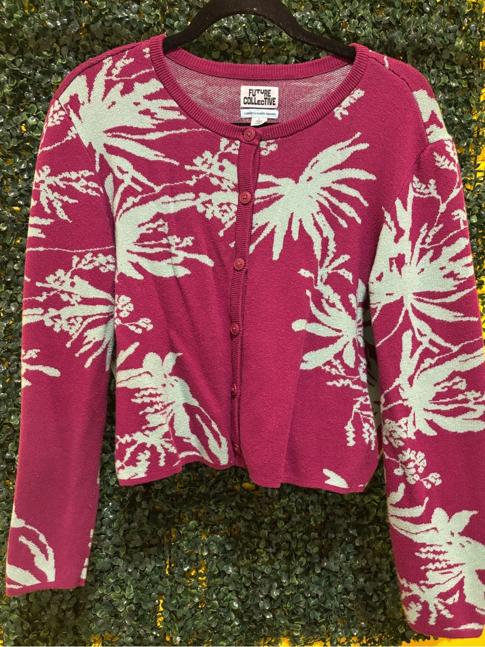 Future Collective Pink Floral Button-Front Cardigan